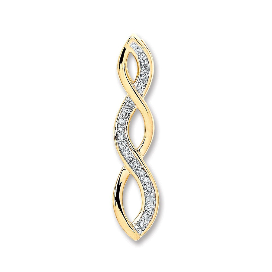 Diamond Fancy Twist Pendant Necklace 0.08ct H-SI in 9K Yellow Gold - My Jewel World