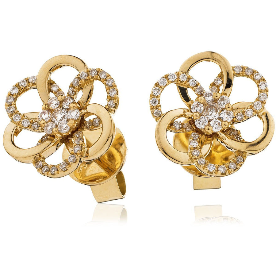 Diamond Flower Cluster Earrings 0.20ct F VS Quality in 18k Rose Gold - My Jewel World