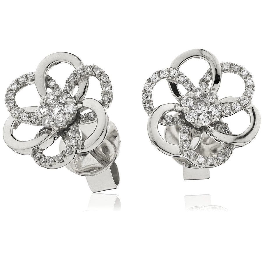 Diamond Flower Cluster Earrings 0.20ct F VS Quality in 18k White Gold - My Jewel World