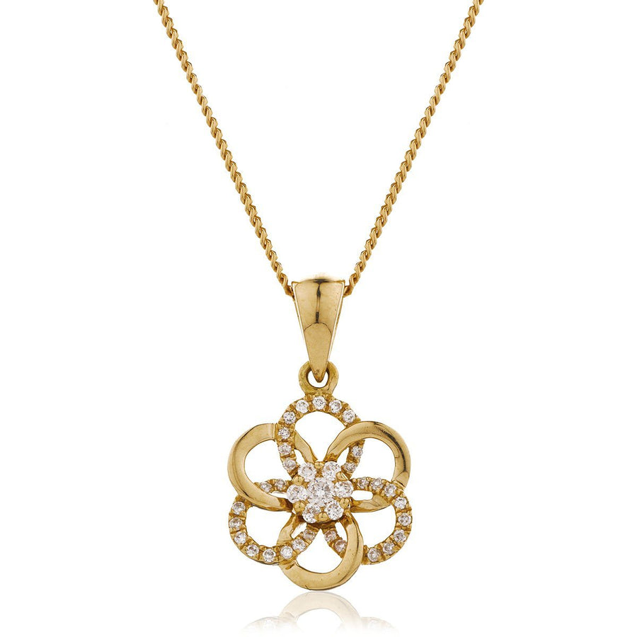 Diamond Flower Pendant Necklace 0.10ct F VS Quality in 18k Rose Gold - My Jewel World