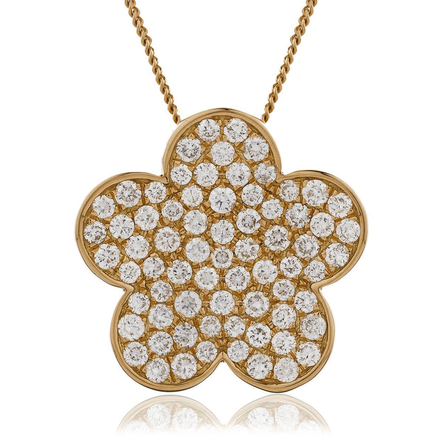 Diamond Flower Pendant Necklace 1.00ct F VS Quality in 18k Rose Gold - My Jewel World