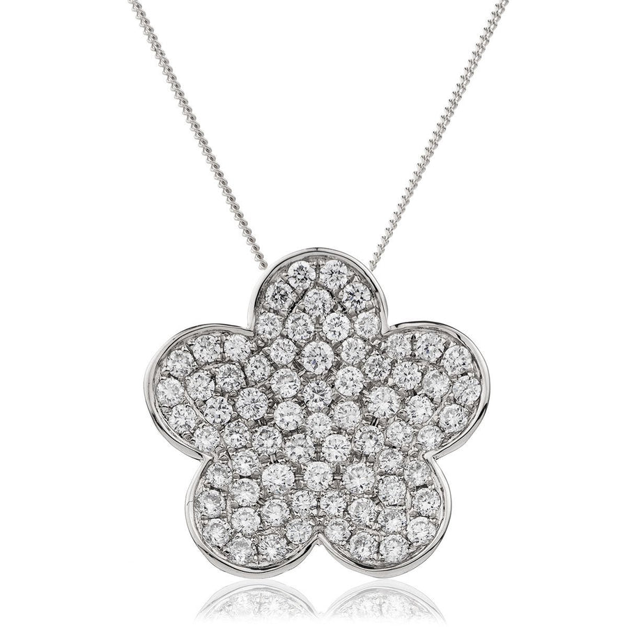 Diamond Flower Pendant Necklace 1.00ct F VS Quality in 18k White Gold - My Jewel World