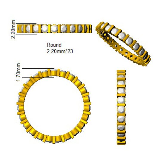 Diamond Full Eternity Ring 2.2mm 1.00ct F-VS Quality in 18k White Gold - My Jewel World