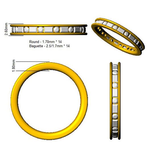 Diamond Full Eternity Ring 2.4mm 0.95ct F-VS Quality in 18k White Gold - My Jewel World