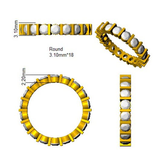 Diamond Full Eternity Ring 2.9mm 2.00ct F-VS Quality in 18k White Gold - My Jewel World