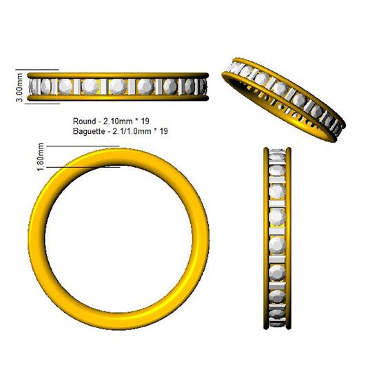 Diamond Full Eternity Ring 3.0mm 1.05ct F-VS Quality in 18k White Gold - My Jewel World