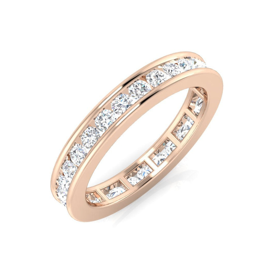 Diamond Full Eternity Ring 3.2mm 1.00ct F-VS Quality in 18k Rose Gold - My Jewel World