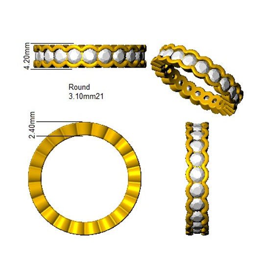 Diamond Full Eternity Ring 3.9mm 2.10ct F-VS Quality in Platinum - My Jewel World