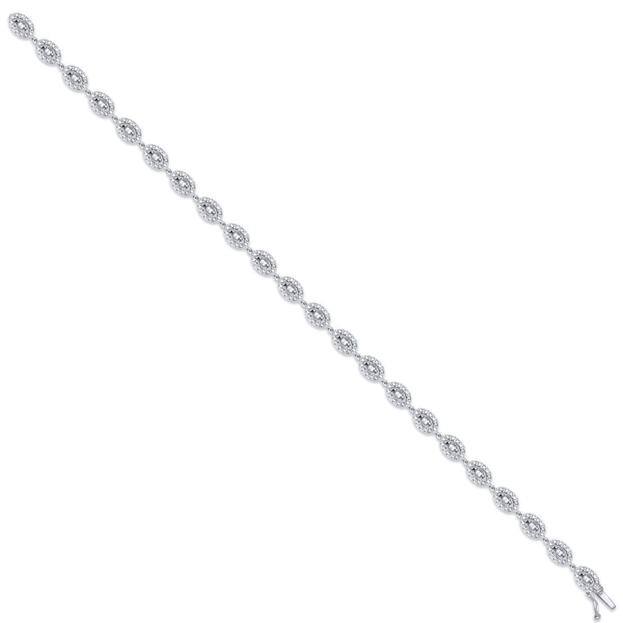 Diamond Halo Bracelet 7.5 Inch 2.35ct G-VS Quality in 18K White Gold - My Jewel World