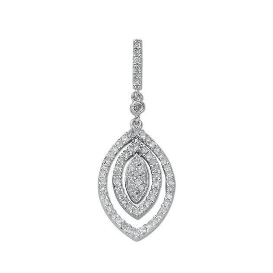 Diamond Halo Cluster Pendant Necklace 0.50ct H-SI in 9K White Gold - My Jewel World