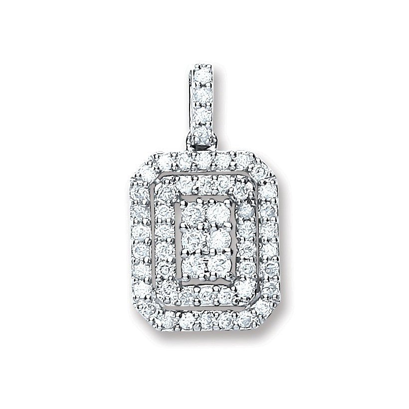 Diamond Halo Cluster Pendant Necklace 0.55ct H-SI in 9K White Gold - My Jewel World