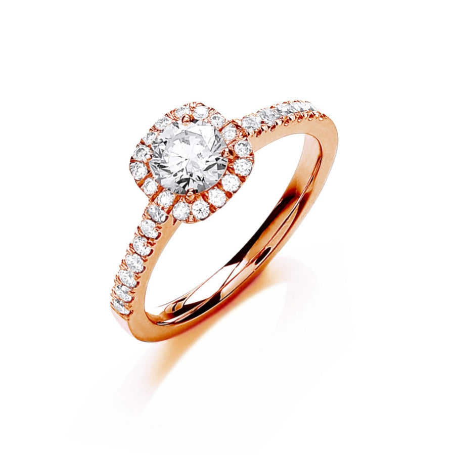 Diamond Halo Cluster Ring 0.80ct H-VS Quality in 18K Rose Gold - My Jewel World