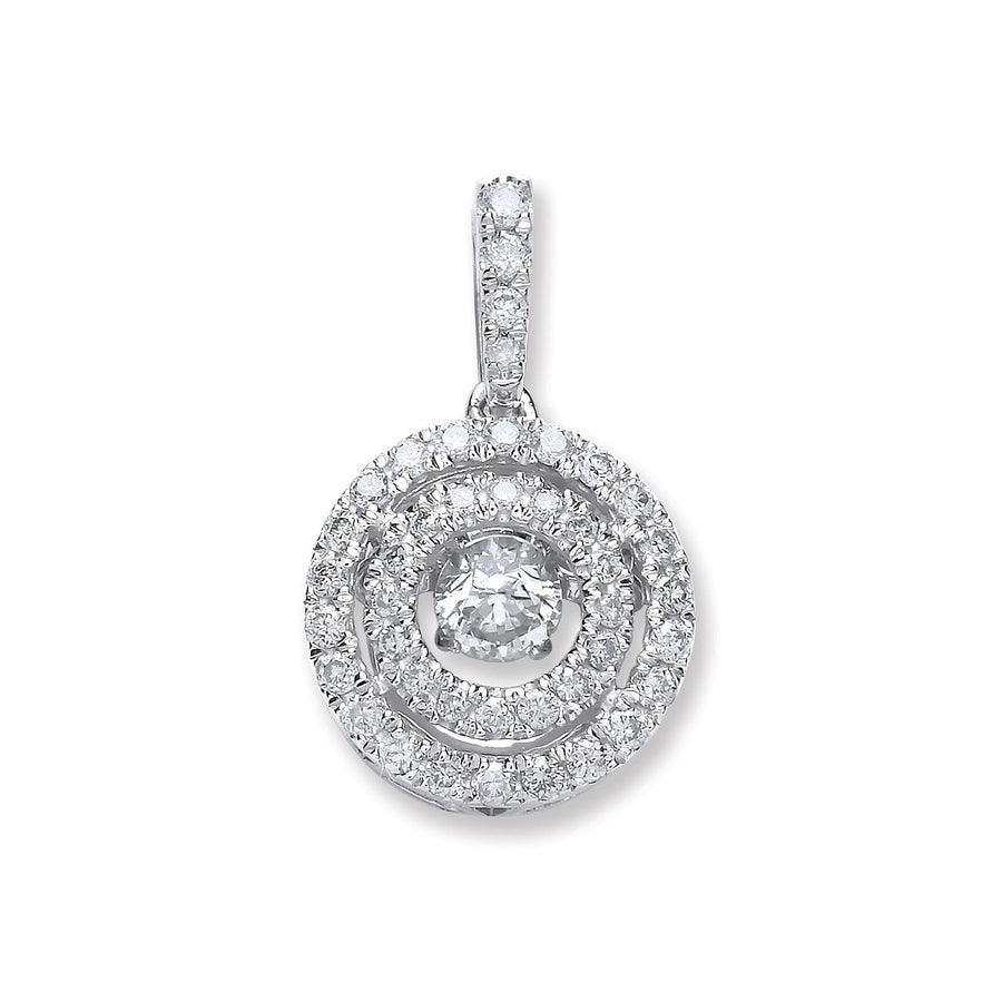 Diamond Halo Pendant Necklace 0.33ct H-SI in 9K White Gold - My Jewel World