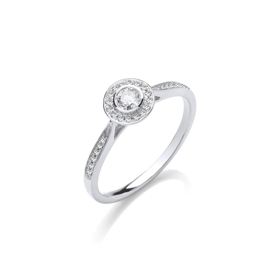 Diamond Halo Ring 0.20ct H-SI Quality in 9K White Gold - My Jewel World