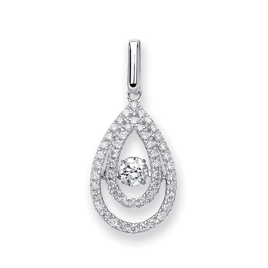 Diamond Halo Tear Drop Pendant Necklace 0.38ct H-SI in 9K White Gold - My Jewel World
