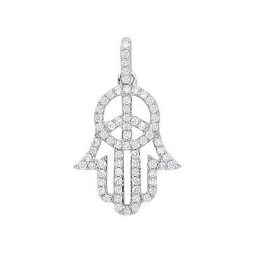 Diamond Hamsa Pendant Necklace 0.48ct H-SI in 9K White Gold - My Jewel World