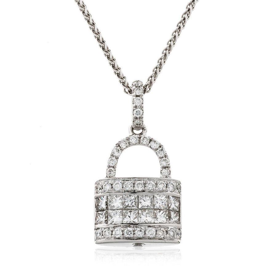 Diamond Handbag Pendant Necklace 0.60ct F VS Quality in 18k White Gold - My Jewel World