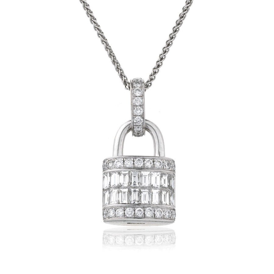 Diamond Handbag Pendant Necklace 1.10ct F VS Quality in 18k White Gold - My Jewel World