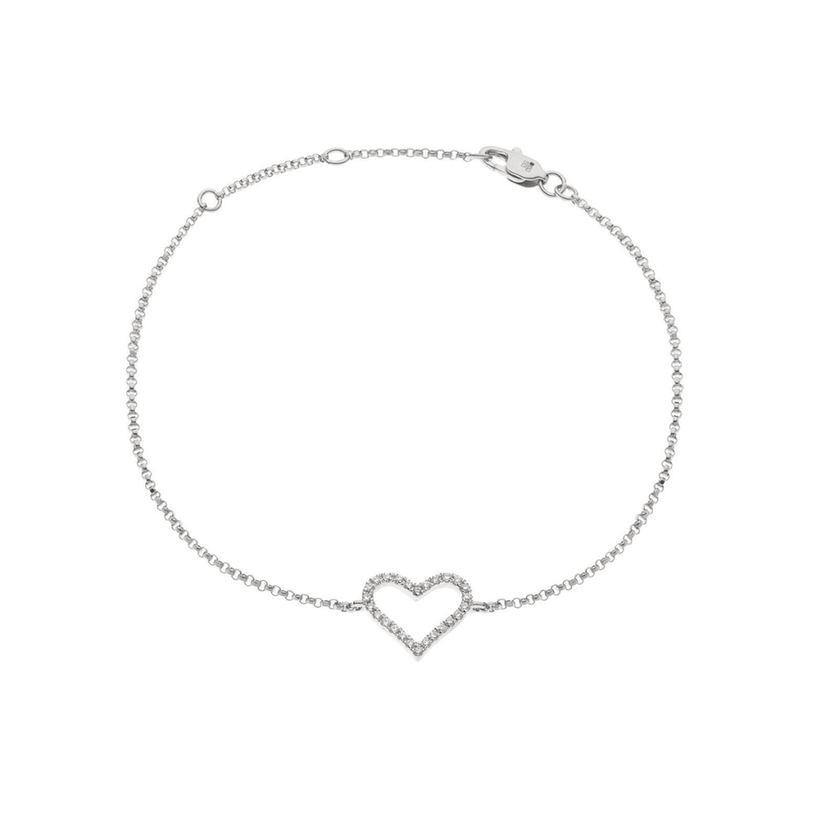 Diamond Heart Bracelet 0.10ct F VS Quality in 18k White Gold - My Jewel World
