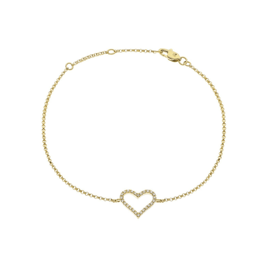 Diamond Heart Bracelet 0.10ct F VS Quality in 18k Yellow Gold - My Jewel World