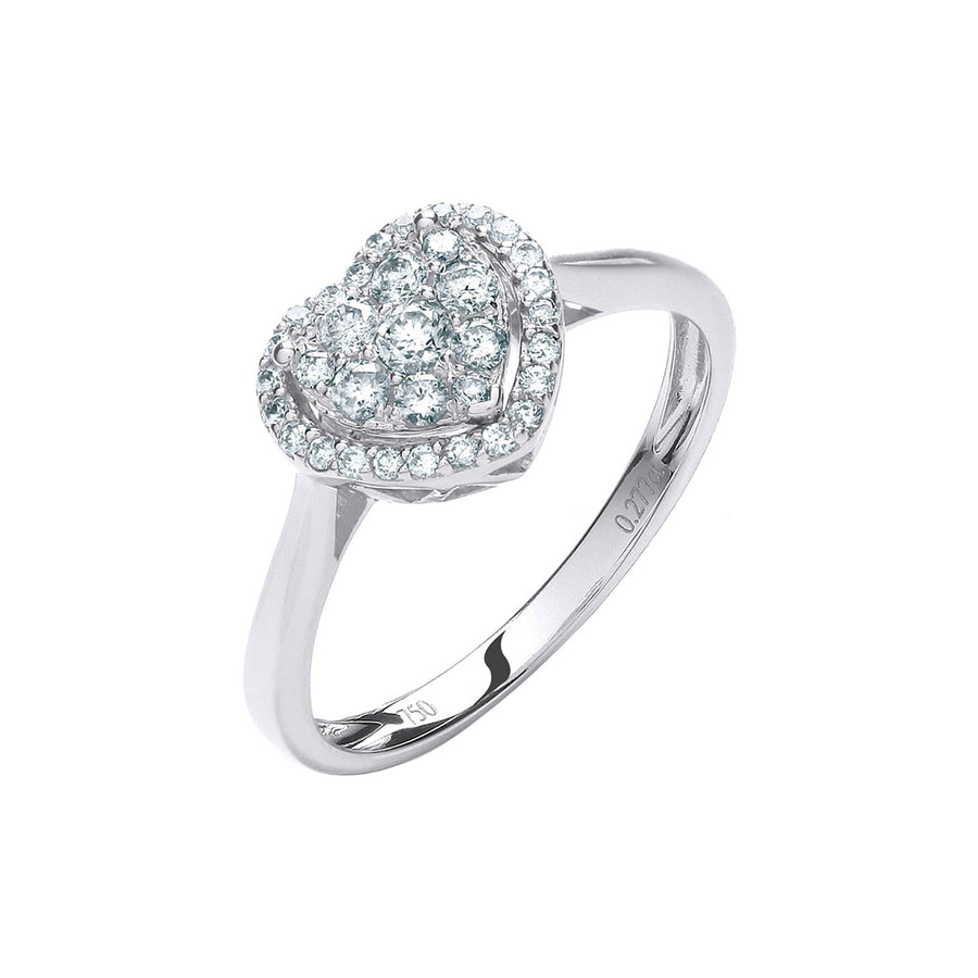 Diamond Heart Cluster Ring 0.25ct H-SI Quality in 18K White Gold - My Jewel World