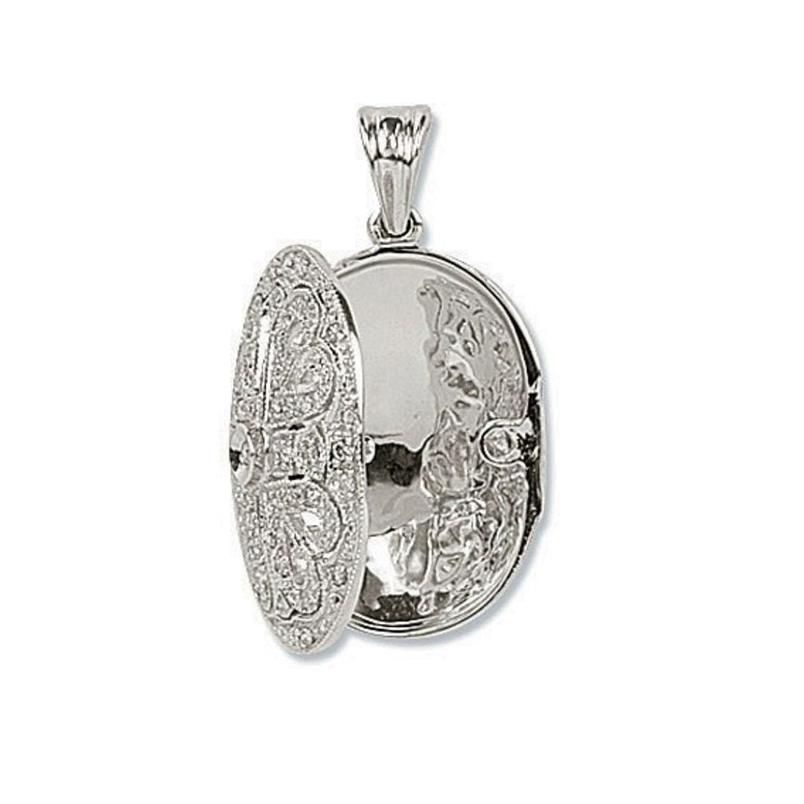 Diamond Heart Locket Pendant Necklace 0.31ct H-SI in 9K White Gold - My Jewel World