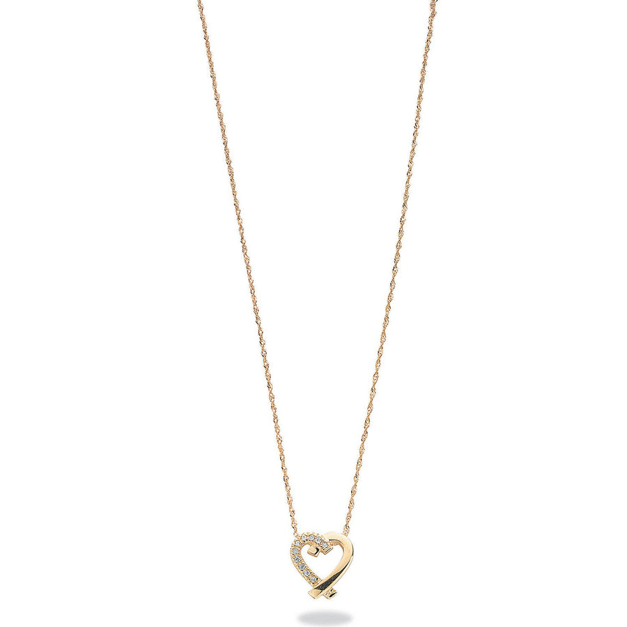 Diamond Heart Necklace 18 Inch 0.05ct H-SI Quality in 9K Yellow Gold - My Jewel World