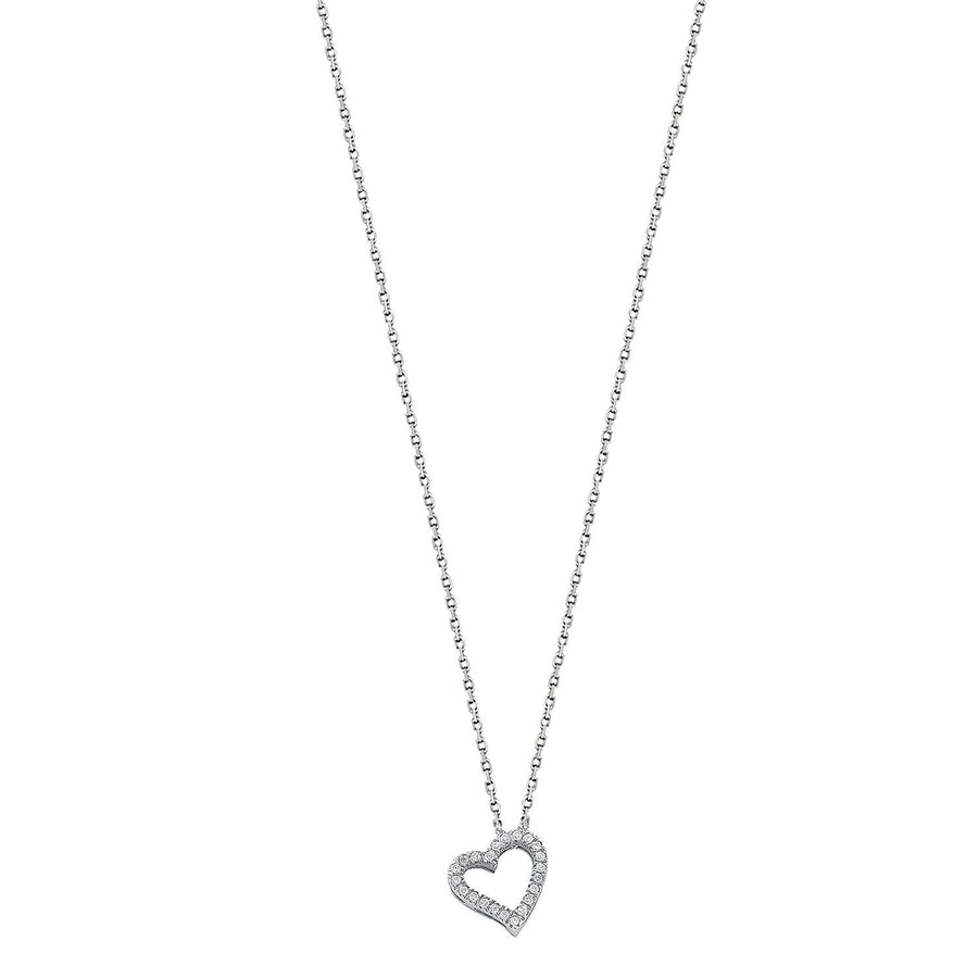 Diamond Heart Necklace 18 Inch 0.13ct H-SI Quality in 9K White Gold - My Jewel World