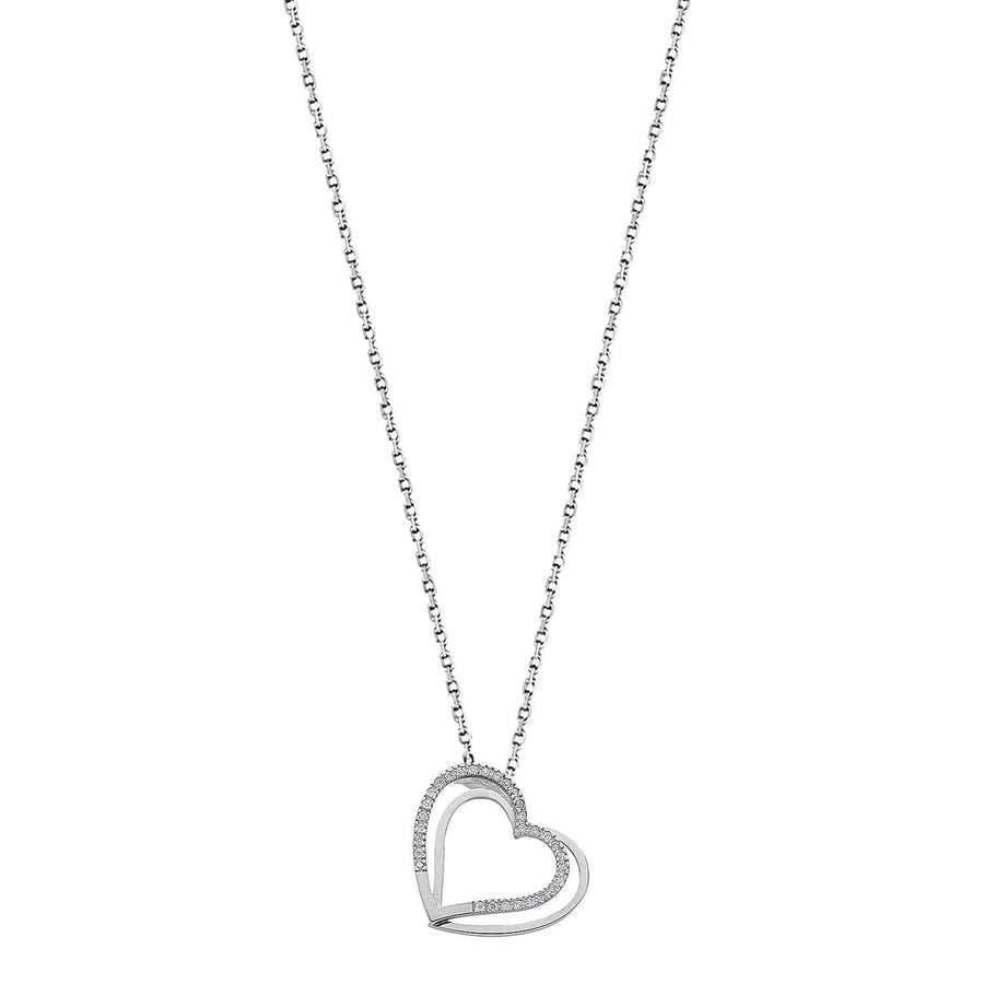 Diamond Heart Necklace 18 Inch 0.15ct H-SI Quality in 9K White Gold - My Jewel World