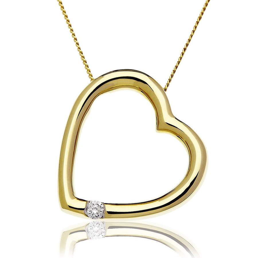 Diamond Heart Pendant Necklace 0.05ct G SI Quality in 9k Yellow Gold - My Jewel World