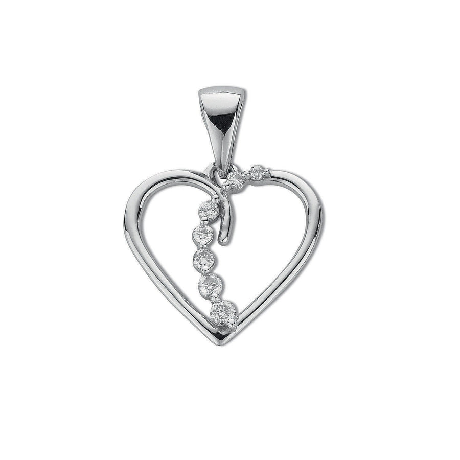 Diamond Heart Pendant Necklace 0.10ct H-SI in 9K White Gold - My Jewel World