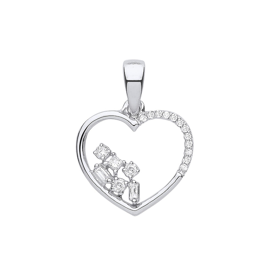 Diamond Heart Pendant Necklace 0.11ct H-SI in 9K White Gold - My Jewel World