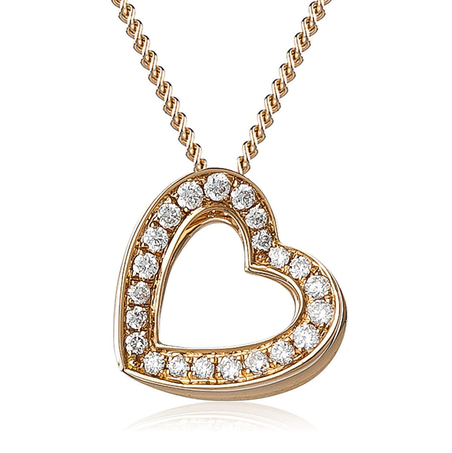 Diamond Heart Pendant Necklace 0.20ct F VS Quality in 18k Rose Gold - My Jewel World