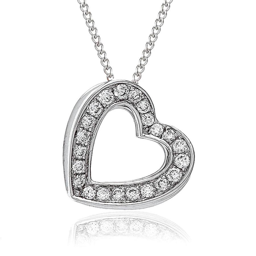 Diamond Heart Pendant Necklace 0.20ct F VS Quality in 18k White Gold - My Jewel World