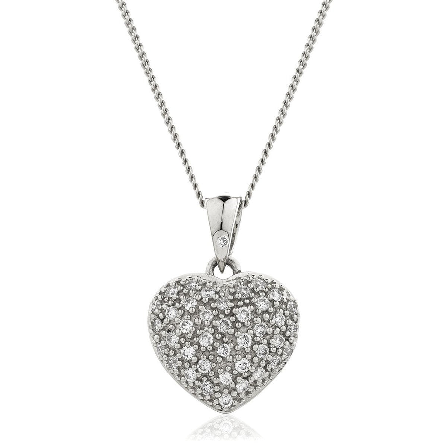 Diamond Heart Pendant Necklace 0.20ct G SI Quality in 9k White Gold - My Jewel World