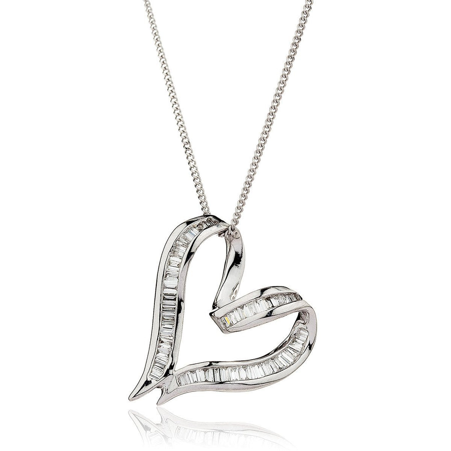 Diamond Heart Pendant Necklace 0.30ct F VS Quality in 18k White Gold - My Jewel World