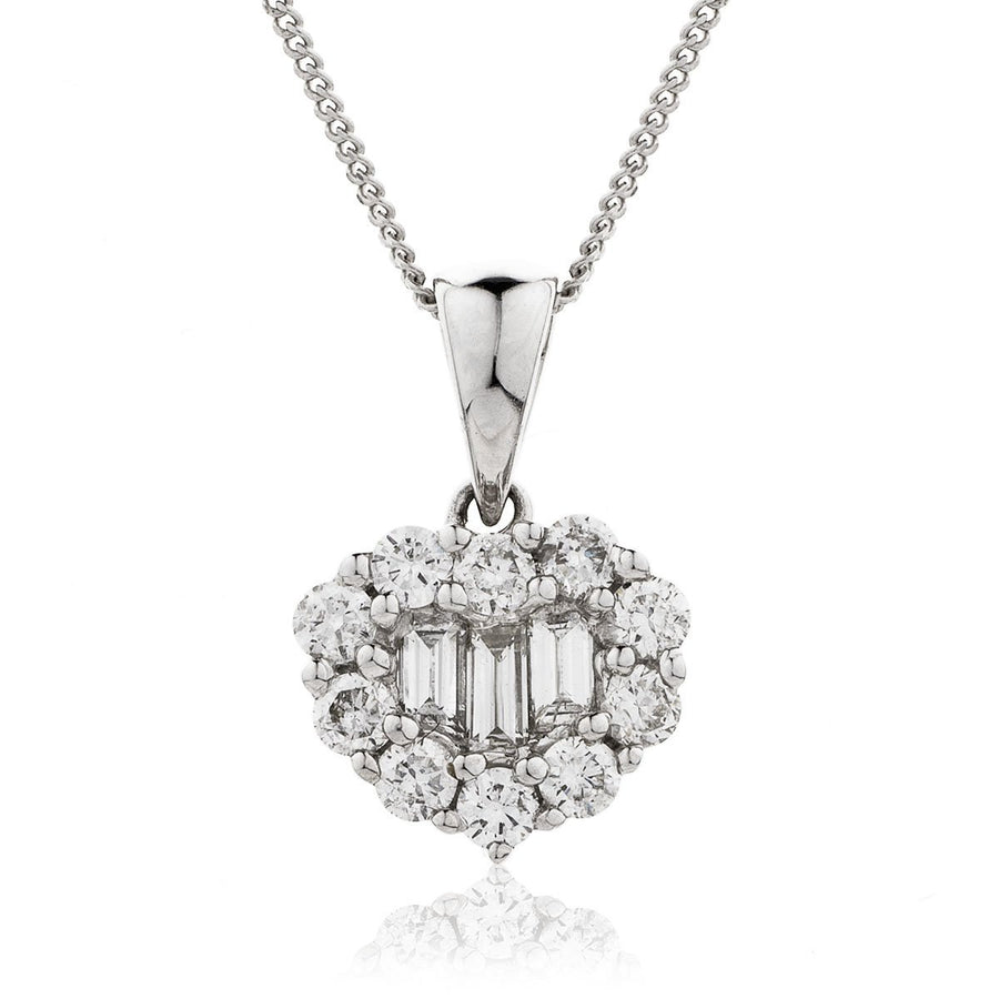 Diamond Heart Pendant Necklace 0.35ct F VS Quality in 18k White Gold - My Jewel World