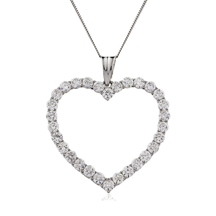 Diamond Heart Pendant Necklace 0.50ct F VS Quality in 18k White Gold - My Jewel World