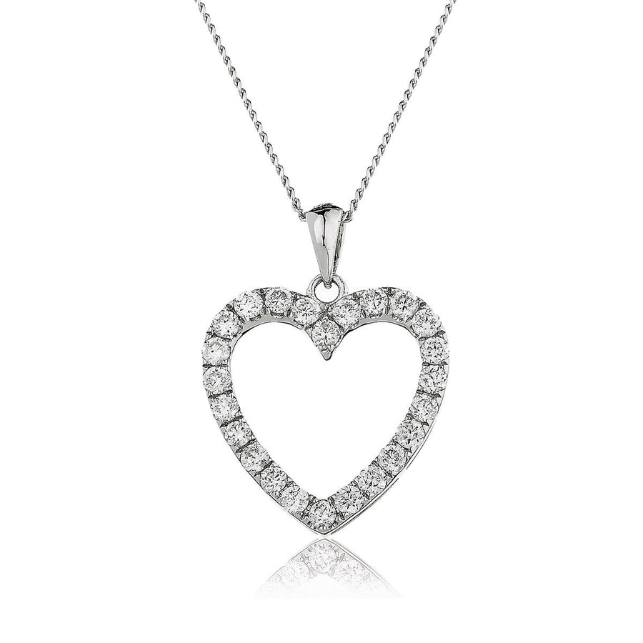 Diamond Heart Pendant Necklace 0.55ct F VS Quality in 18k White Gold - My Jewel World