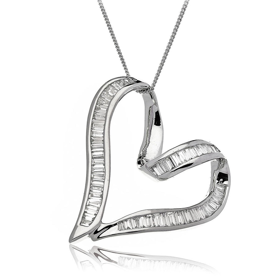 Diamond Heart Pendant Necklace 1.00ct F VS Quality in 18k White Gold - My Jewel World