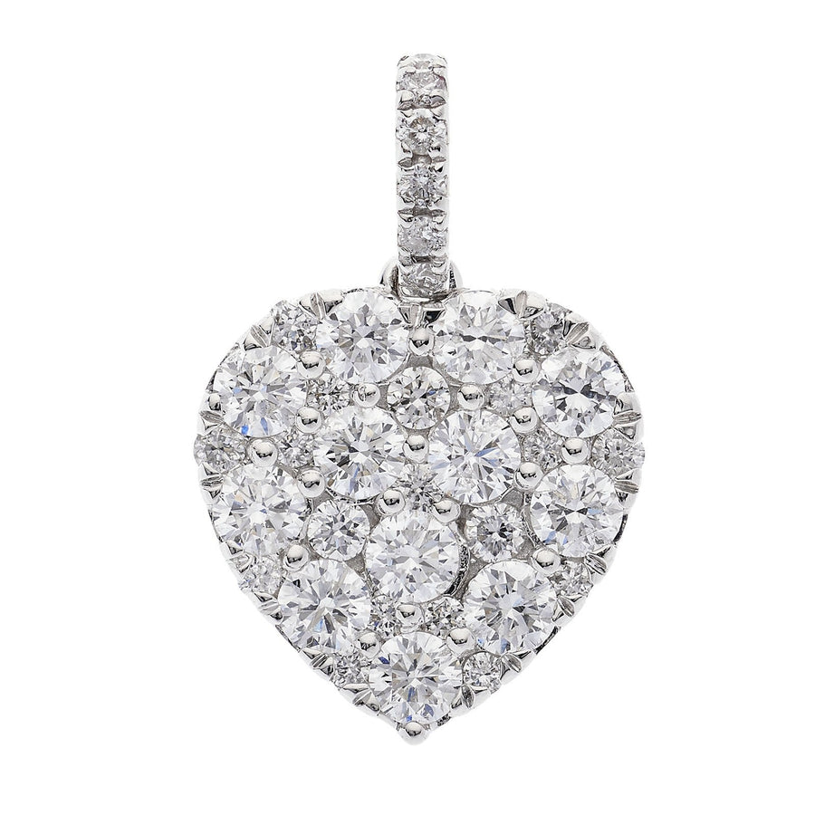 Diamond Heart Pendant Necklace 1.00ct H-SI in 18K White Gold - My Jewel World