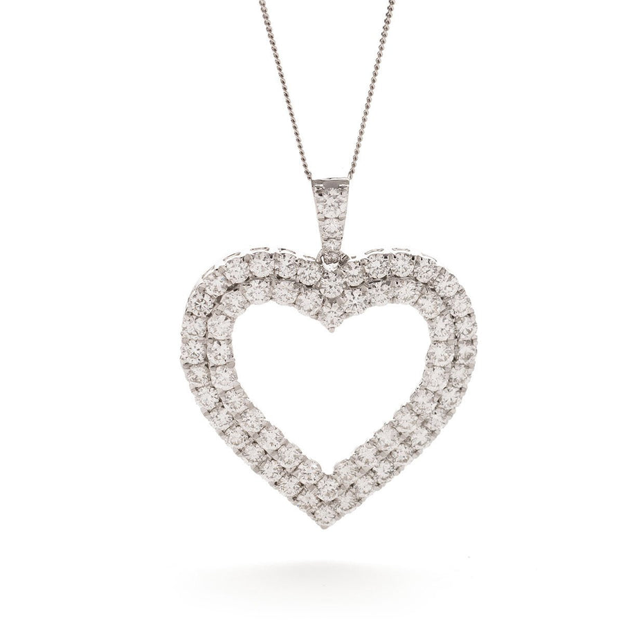 Diamond Heart Pendant Necklace 1.25ct F VS Quality in 18k White Gold - My Jewel World