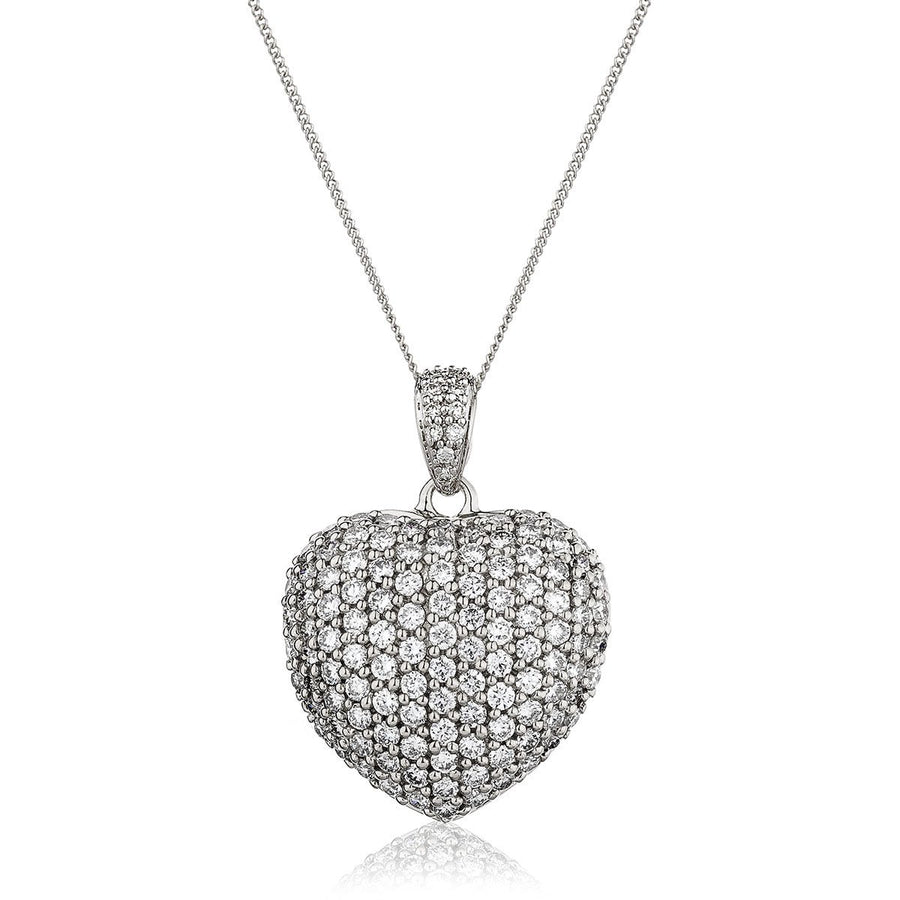 Diamond Heart Pendant Necklace 1.45ct F VS Quality in 18k White Gold - My Jewel World