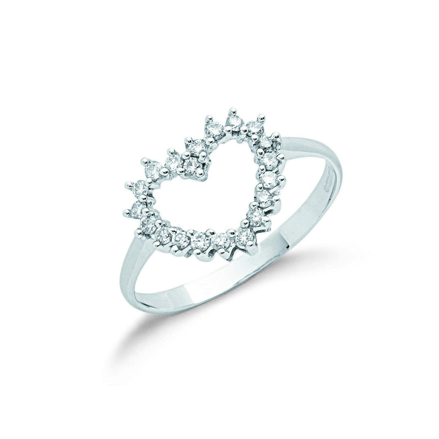 Diamond Heart Ring 0.25ct H-SI Quality in 9K White Gold - My Jewel World