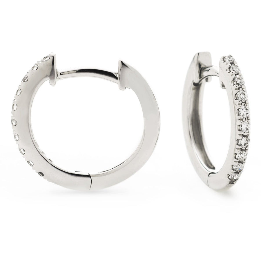 Diamond Hoop Earrings 0.06ct F VS Quality in 18k White Gold - My Jewel World