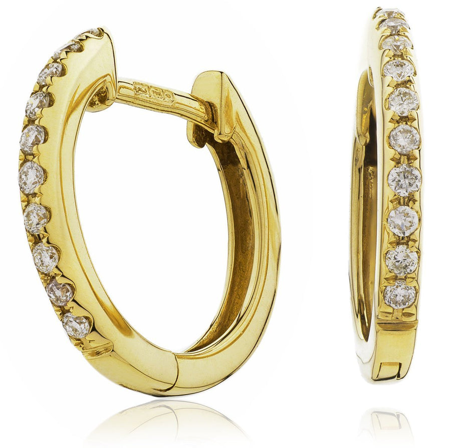 Diamond Hoop Earrings 0.06ct F VS Quality in 18k Yellow Gold - My Jewel World