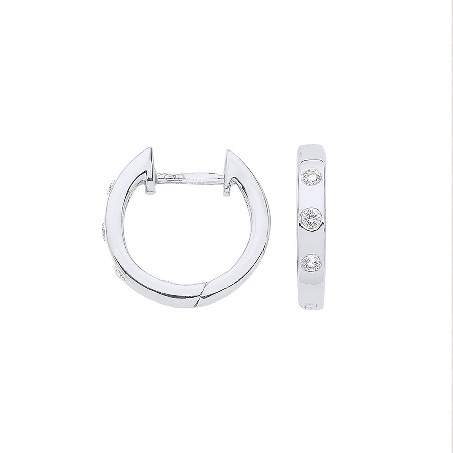 Diamond Hoop Earrings 0.08ct H-SI Quality Set in 9K White Gold - My Jewel World