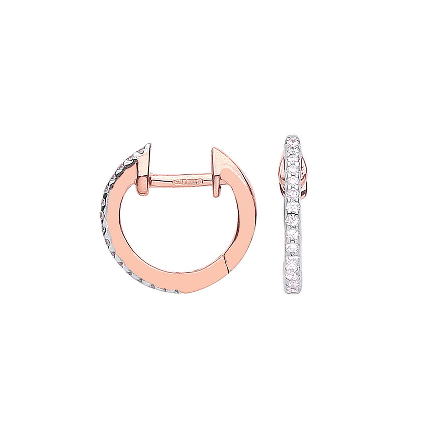 Diamond Hoop Earrings 0.10ct H-SI Quality Set in 9K Rose Gold - My Jewel World