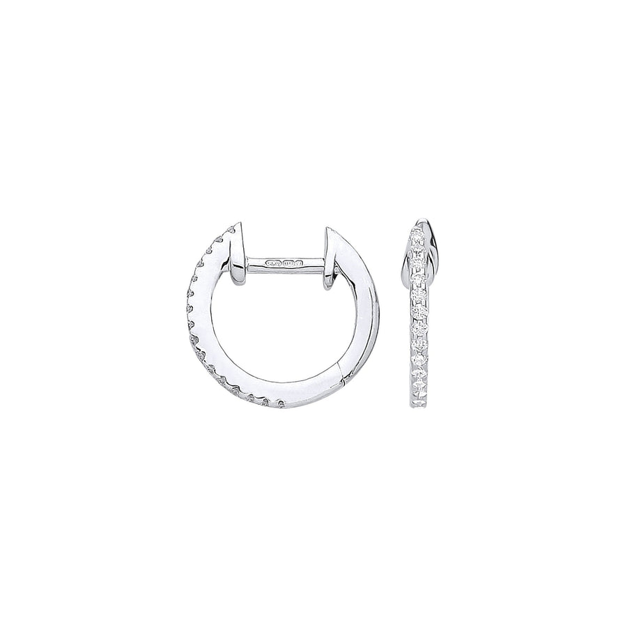 Diamond Hoop Earrings 0.10ct H-SI Quality Set in 9K White Gold - My Jewel World