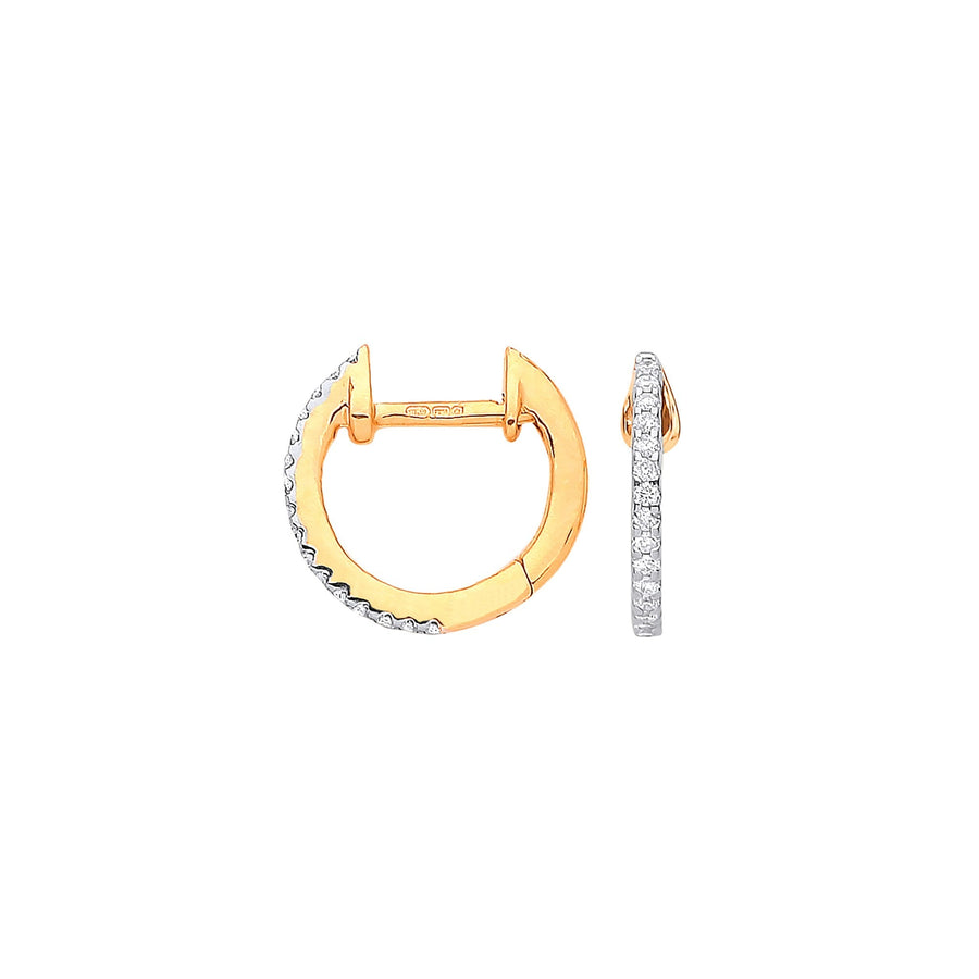 Diamond Hoop Earrings 0.10ct H-SI Quality Set in 9K Yellow Gold - My Jewel World